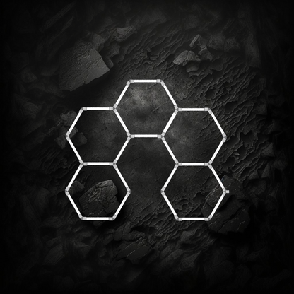 Contenu du kit d'éclairage LED hexagonal Veloria avec tubes de 44 cm, connecteurs en Y et matériel de fixation