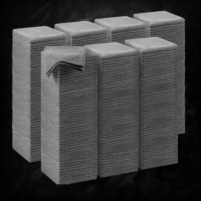 Lot de 50 chiffons microfibre gris Veloria sans coutures pour detailing automobile et nettoyage sans rayures