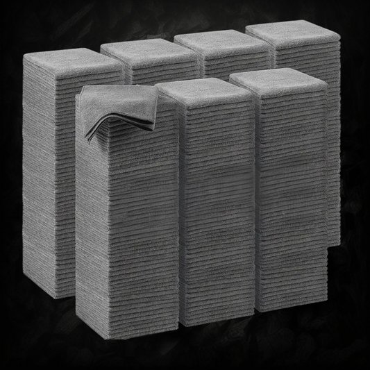 Lot de 50 chiffons microfibre gris Veloria sans coutures pour detailing automobile et nettoyage sans rayures