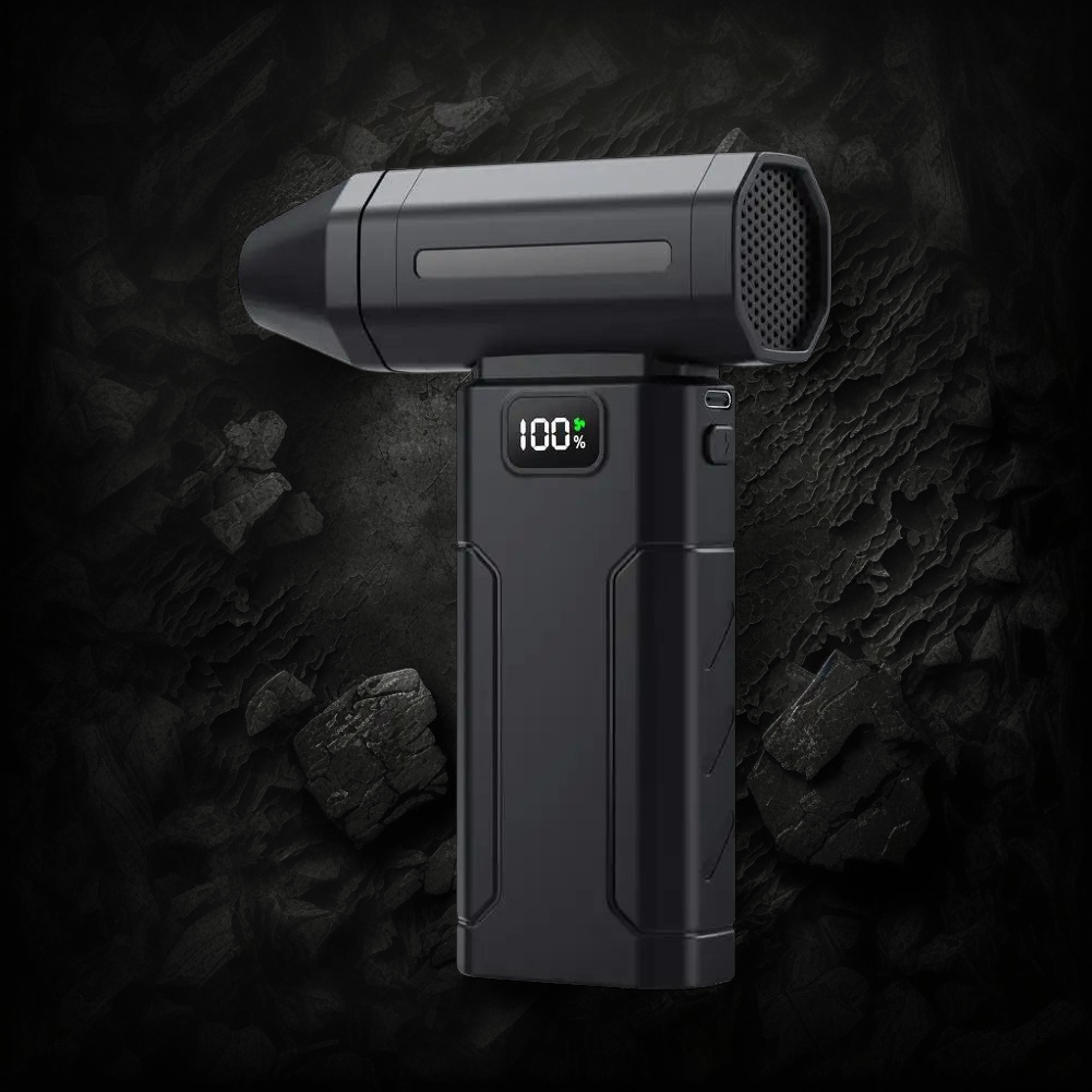 Souffleur turbo Veloria X8 noir sans balais avec écran LED affichant le niveau de batterie pour nettoyage électronique