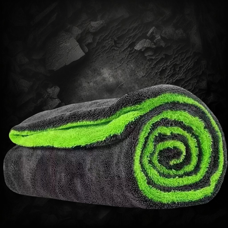 Serviette microfibre Veloria ultra-absorbante vert et gris pour le séchage sans rayures de la carrosserie automobile