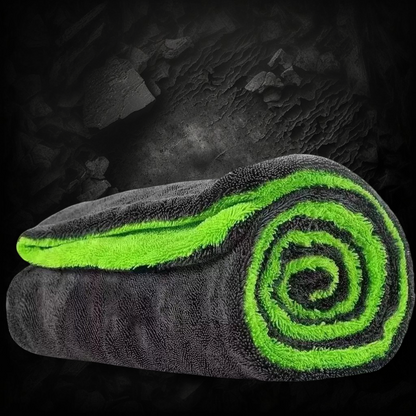 Serviette microfibre Veloria ultra-absorbante vert et gris pour le séchage sans rayures de la carrosserie automobile