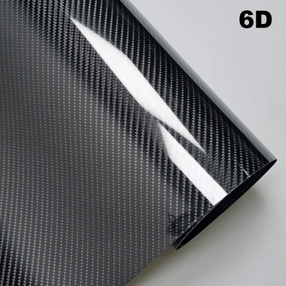 Film vinyle carbone 6D Veloria noir brillant pour wrapping de carrosserie auto et moto avec texture réaliste