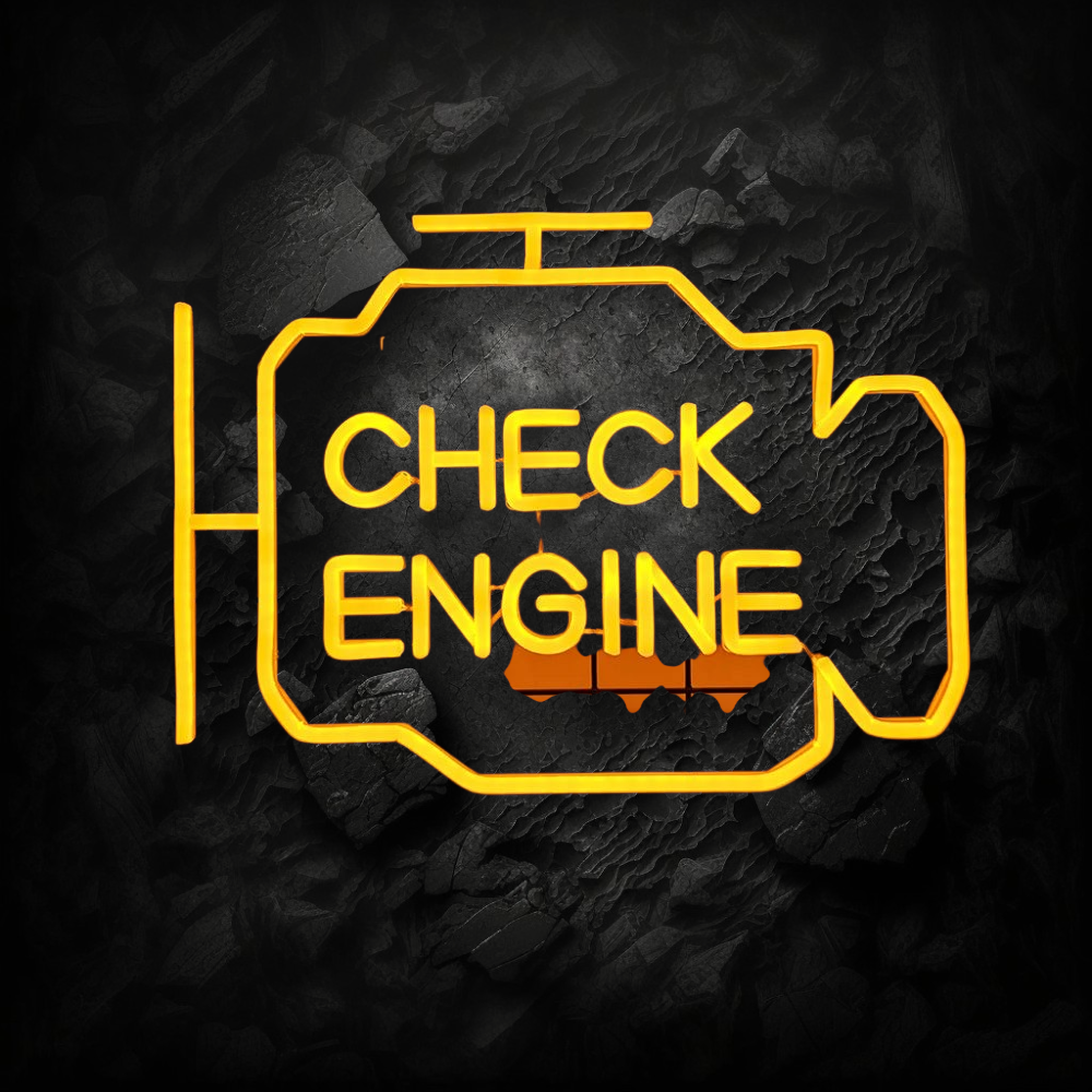 Enseigne néon LED Veloria jaune doré Check Engine pour décoration murale de garage ou atelier automobile