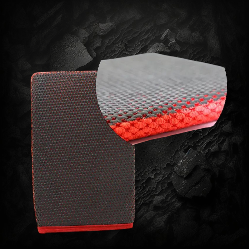 Gant argile décontaminant Veloria DETAILING 3.0 gris et rouge pour nettoyage carrosserie en microfibre