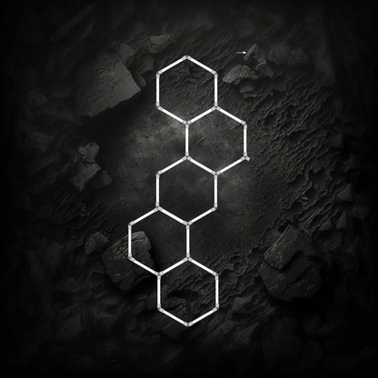 Contenu du kit d'éclairage LED hexagonal Veloria avec tubes 44cm, connecteurs en Y, connecteurs 120° et kit de vis.