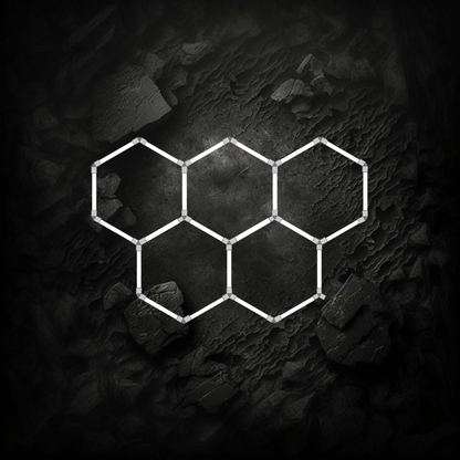 Kit d'éclairage LED hexagonal Veloria pour garage avec tubes 44cm, connecteurs en Y et kit de montage inclus