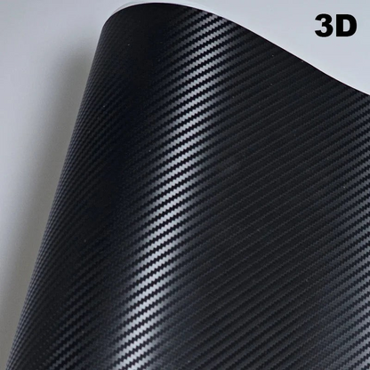Film vinyle carbone 3D noir Veloria pour wrapping auto et moto avec texture réaliste et finition mate