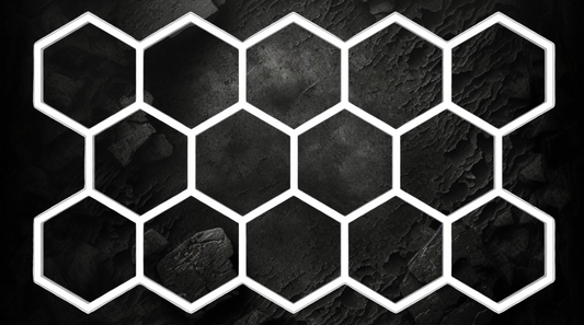 Plafonnier LED Veloria hexagonal 14 nids d'abeille blanc froid pour garage et showroom automobile